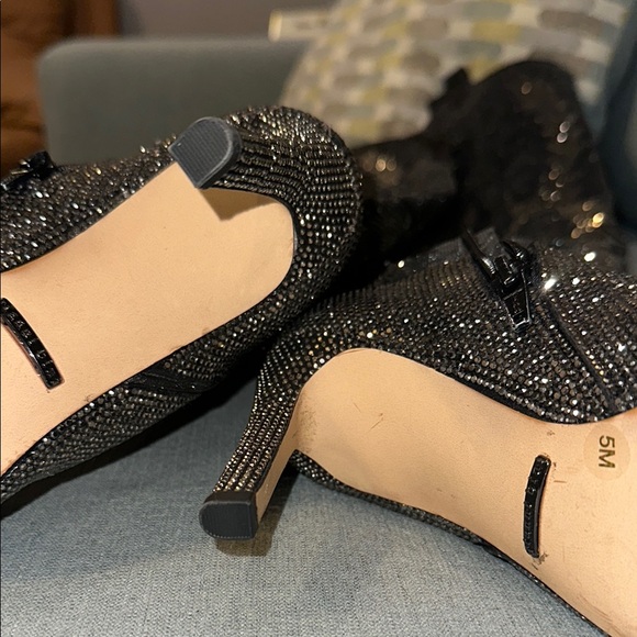 Gianni Bini Black and Silver Heeled Boots with Stiletto Elegance - Picture 4 of 6